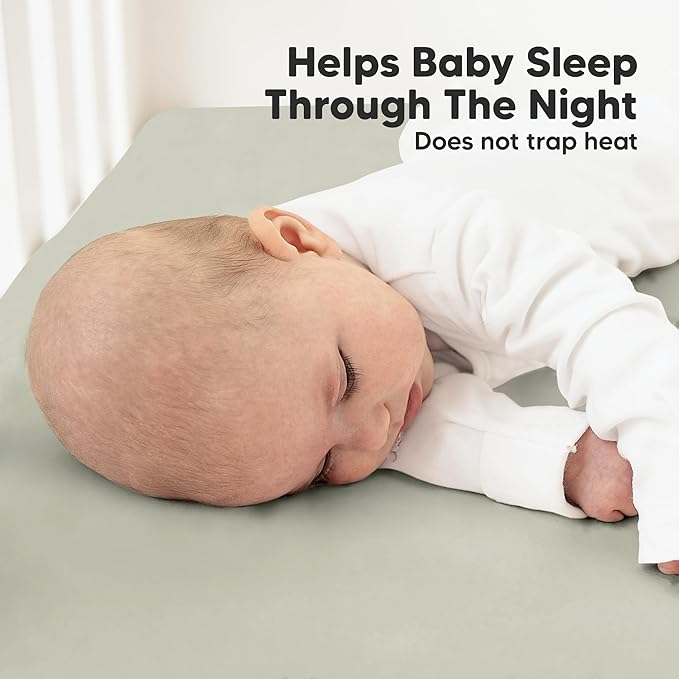 KeaBabies 2-Pack Organic Crib Sheets for Boys, Girls - 52x28 Fitted Crib Mattress Sheet Neutral, Breathable Jersey Cotton Cover for Baby Bed, Toddler Mattress, Soft & Cute Prints (Lichen)-BubblyBeeBaby