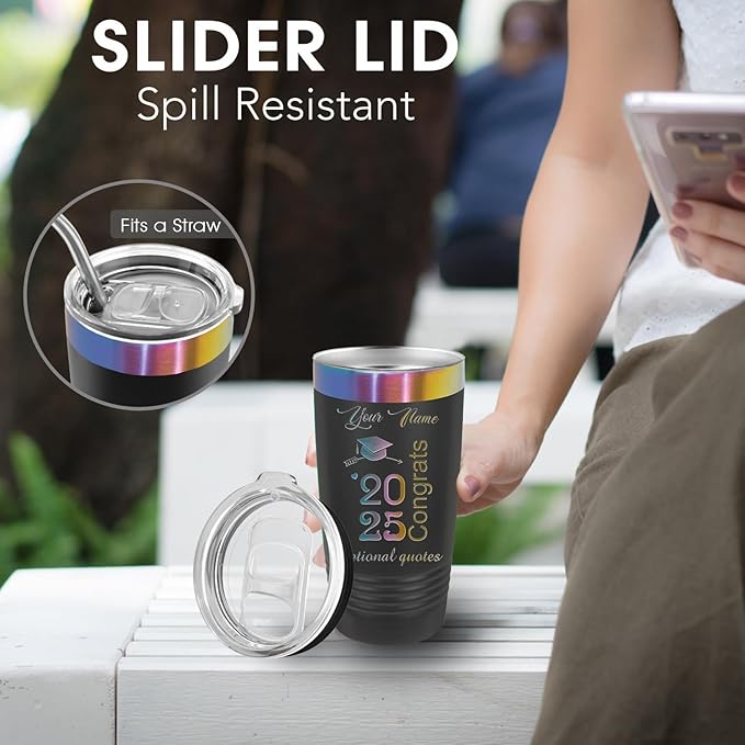 iProductsUS Personalized Tumblers with Lid and Straw, 20oz ION-Plated Stainless Steel Engraved Custom Cup with Name Text, Customized Mothers Day Gifts for Mom, Her, Christmas Birthday (Prism Colors)-BubblyBeeBaby