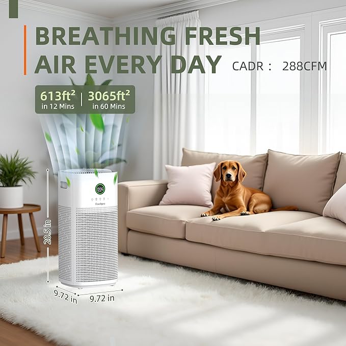 HEPA Air Purifiers for Home Large Room, Covers Up to 3065 ft², UVC Light, H13 HEPA 4-in1 Air Filter, Pet Air Purifier Remove Pets Dander, Smoke Pollutants Odor, Allergies in Bedroom, KF-P31-BubblyBeeBaby