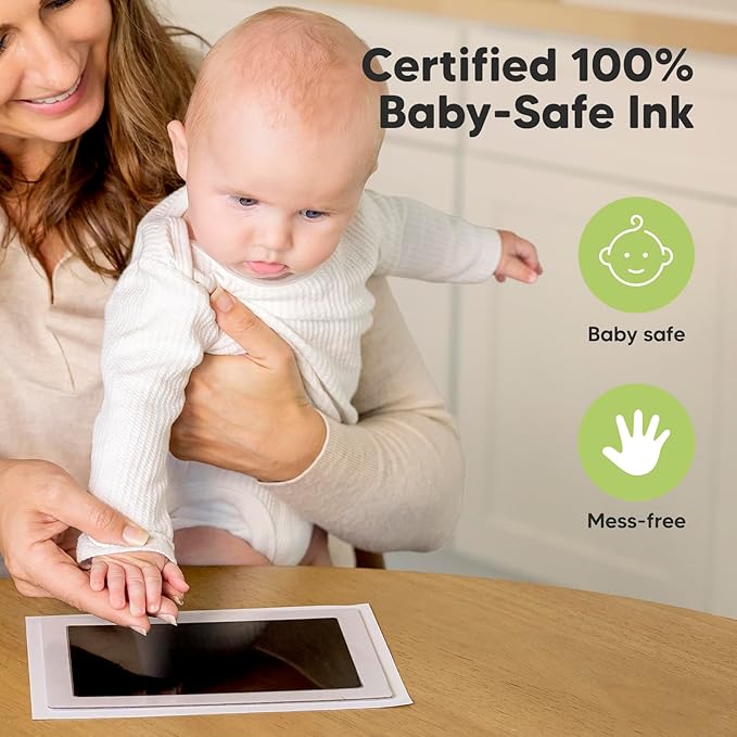 1-Pack Inkless Baby Hand and Footprint Kit - Mess Free Ink Pad for Newborn Keepsake, Dog Nose & Paw Print Kit, Clean Touch Ink Pad for Baby Hand & Footprints, Ideal New Mom Gifts (Jumbo)-BubblyBeeBaby