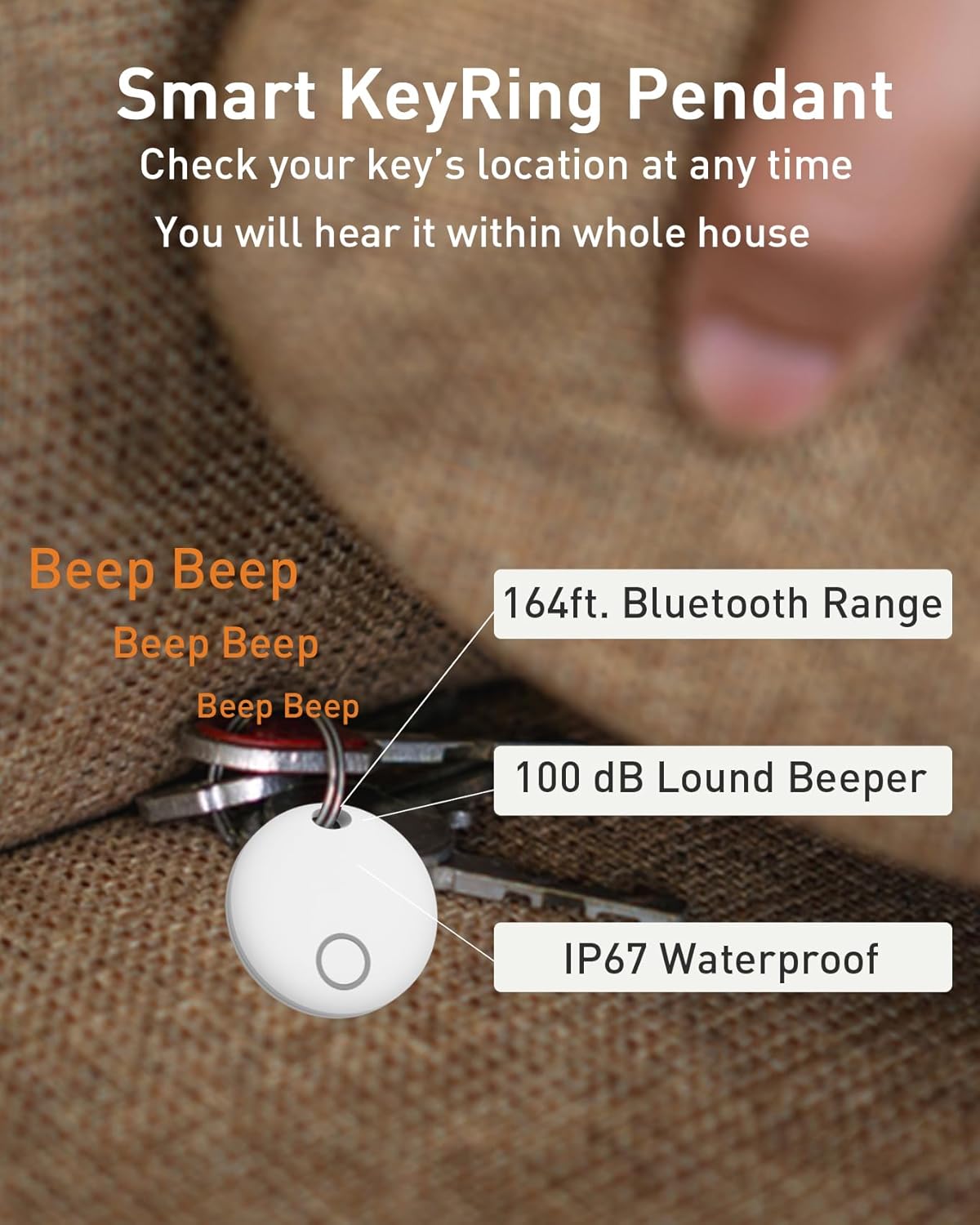 Smart Tracker Tags, Bluetooth Luggage Tracker with Keychain, Compatible with iOS Find My app, Item Locator for Key, Wallet, Suitcase, Bags, IP67 Waterproof, Battery Include