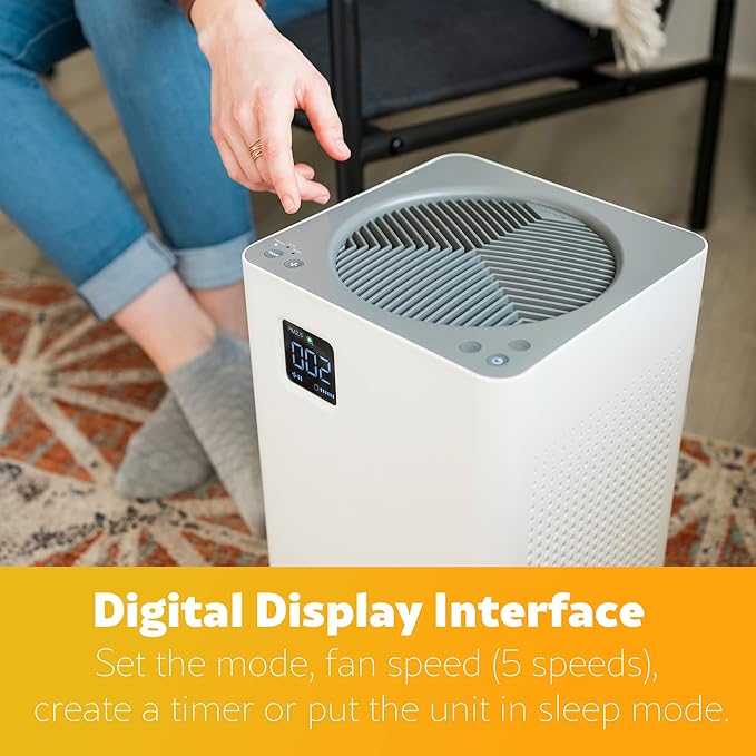 Kenmore PM2010 Air Purifiers with H13 True HEPA Filter, Covers Up to 1200 Sq.Foot, 24db SilentClean 3-Stage HEPA Filtration System, 5 Speeds for Home Large Room, Kitchens & Bedroom, PM2010-BubblyBeeBaby