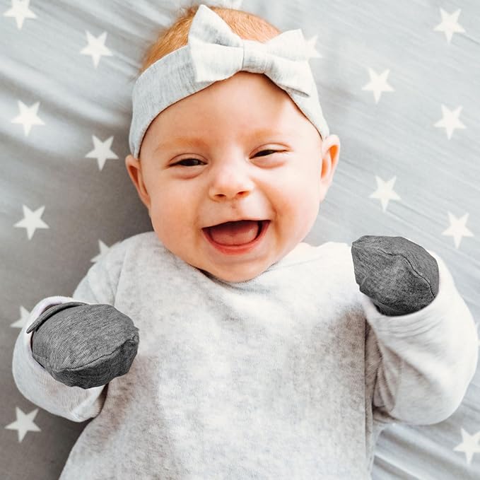Newcotte Adjustable Baby Mittens No Scratch Newborn Cotton Breathable Gloves Warm Baby Mitts for Boys-BubblyBeeBaby