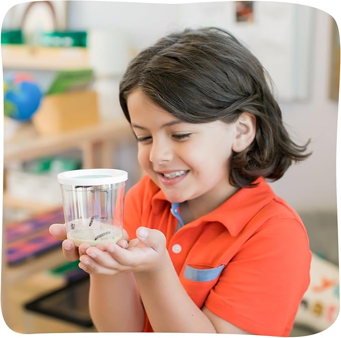 Insect Lore Butterfly Garden - 8" Habitat with 5 Live Baby Caterpillars - Includes Life Cycle Figurines, Stickers, Wind up, Mini Habitat | Birthday or Teacher Gift Set-BubblyBeeBaby