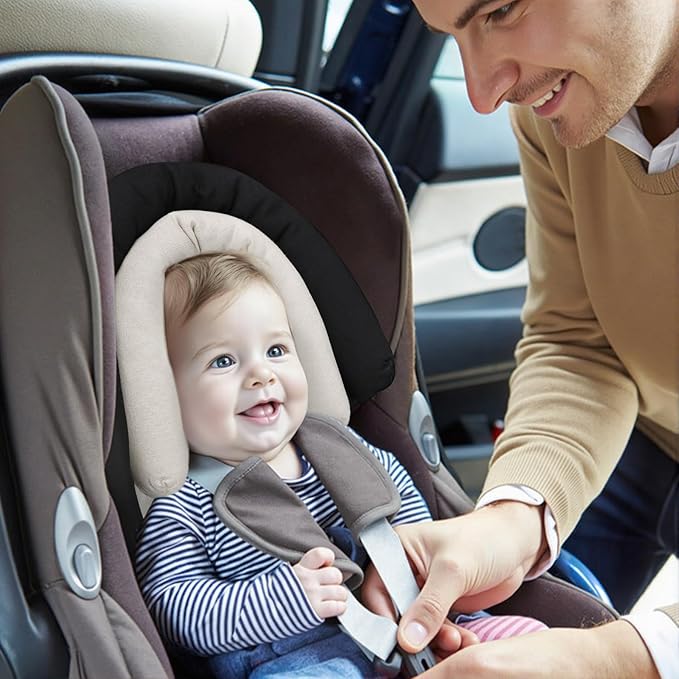 COOLBEBE Upgraded 2-in-1 Babybody Supports for Newborn Infant - Extra Soft Breathable Car Seat Insert Cushion Pad, Perfect for Carseat, Stroller, Swing, Bouncer Black-BubblyBeeBaby