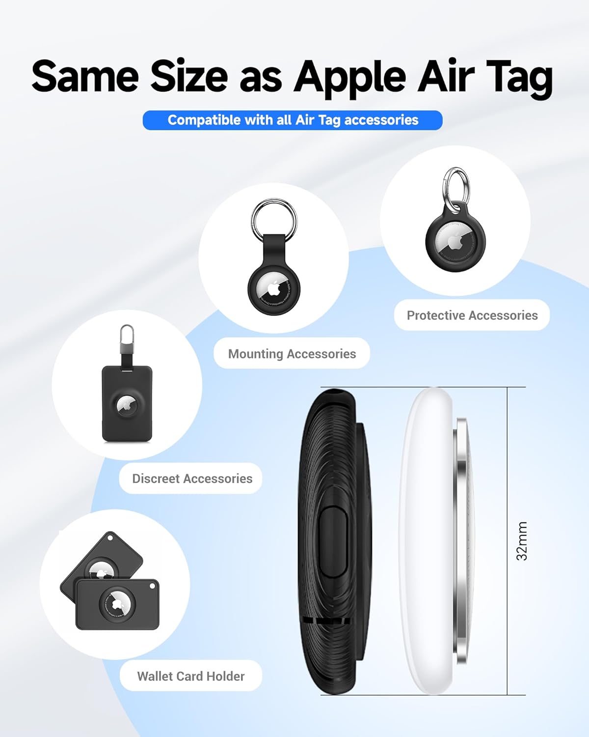 LiTag Duo - Dual System Tracker for iOS or Android, Bluetooth Tracking Tag/Key Finder/Luggage Tracker/Item Locator, Compatible with iOS Find My or Google Find Hub App (4 Packs)