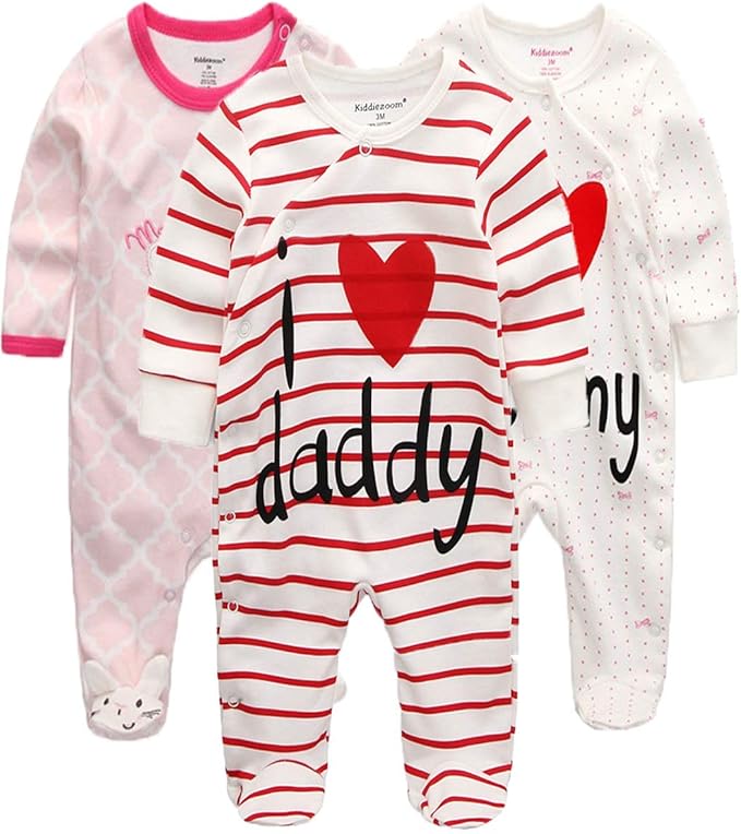 Kiddiezoom Baby and Toddler Boys'Snug Fit Footed One-Piece Romper Jumpsuit Cotton Cotton Footed Outfit-BubblyBeeBaby