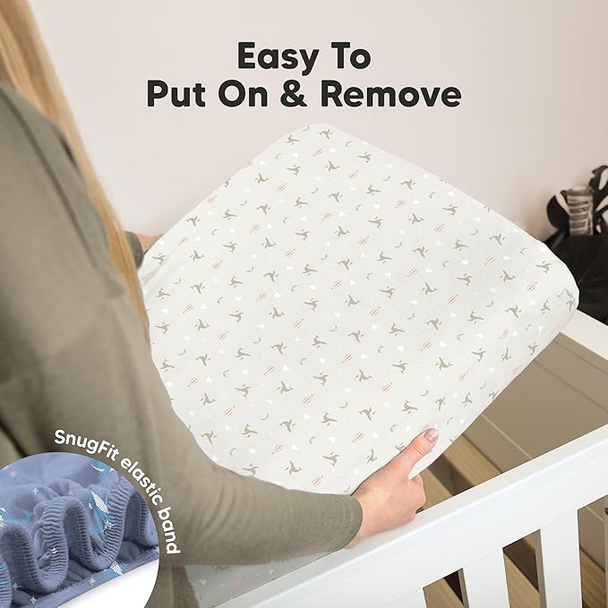 KeaBabies 2-Pack Organic Crib Sheets for Boys, Girls - 52x28 Fitted Crib Mattress Sheet Neutral, Breathable Jersey Cotton Cover for Baby Bed, Toddler Mattress, Soft & Cute Prints (Marine Muse)-BubblyBeeBaby