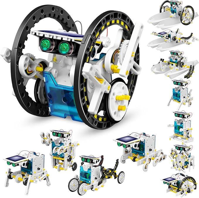 13-in-1 Solar Robot Toys for Ages 8 9 10 11 12 Year Old Boys Girls, STEM Science Kits for Kids Age 8-12, Building Experiments Robotics Kit STEM Projects for Kid Christmas Birthday Gifts (White)-BubblyBeeBaby