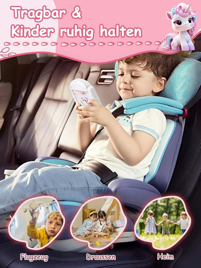 16-Piece Rotating Puzzles for Kids 4-6, Toddlers Puzzles 2-4, Road Trip, Airplane Activities Game, Travel Toys - Brain Teaser, Fine Motor Skills - Birthday Gifts Boys & Girls - Pink Alicorn-BubblyBeeBaby