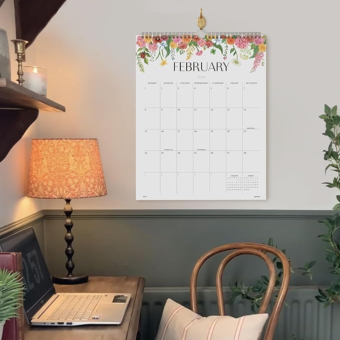Jotsome Wall Calendar 2025-2026, Academic Monthly Wall Calendar From July 2025 to December 2026 11.2x14.2 inch Wall Decoration for Home and Office, Easy Planning (Florals, 11.2" x 14.2")-BubblyBeeBaby