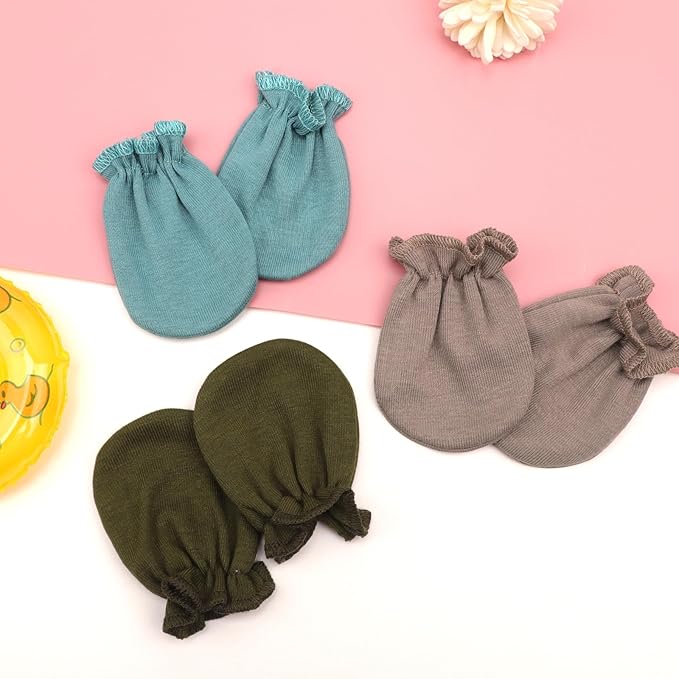 BQUBO Newborn Infant Toddler Mittens No Scratch Cotton Elastic Wrist Gloves Hypoallergenic for 0-6 Months Baby Boys Girls-BubblyBeeBaby