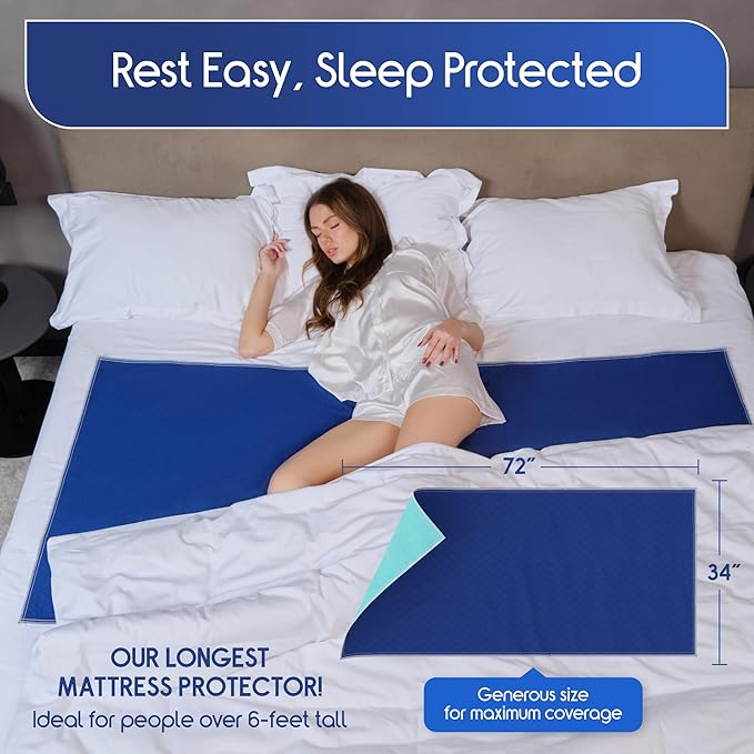 Inspire Waterproof Washable Mattress Pad, Quilted and Dark Colored to Hide Stains, Oversized 34"x 72" – Adults and Kids Reusable Underpad for Incontinence-BubblyBeeBaby