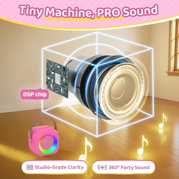 Karaoke Machine for Kids, Toys for 3-12 Years Old Girls Gifts, Kids Karaoke Microphone Machine Toy, Best Fun Christmas Birthday Gifts for 5 6 7 8 9 10 11 Years Teens Girl Boys Rose 2 Mic-BubblyBeeBaby