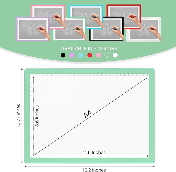 iVyne Rechargeable A4 Light Pad for Tracing & Weeding - LED Light Board for Weeding Vinyl - for Cricut Vinyl Weeding Tools - Ultra-Thin & Portable - Perfect for Artists & Crafters - Green-BubblyBeeBaby