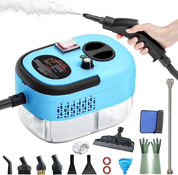 2500W Handheld Steam Cleaner,Portable Car Steamer For Auto Detailing,High-Temperature and Pressure Steam Cleaner For Home, Steam Cleaning Machine for Furniture,Kitchen,Grout,Floor,Tile (Blue)-BubblyBeeBaby