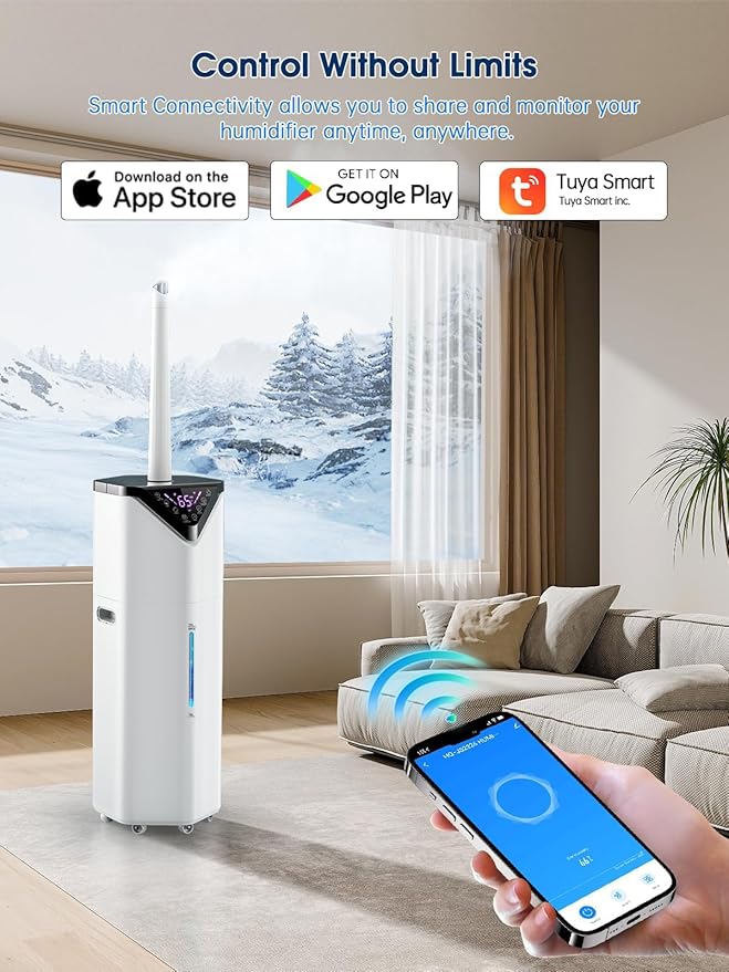 19L/5Gal Humidifiers for Bedroom Large Room 2800 sq ft, Quiet Humidifiers for Large Room, Floor Humidifier with 3 Mist Mode & Auto 180°Mist Tube for Home Whole House School Office Commercial Plants-BubblyBeeBaby