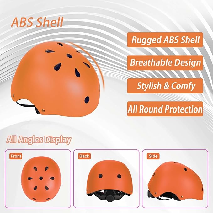 Kids Bike Helmet Set Adjustable Helmet for Ages 3-15 Kids Toddler Boys Girls Youth, Multi-Sport Bicycle Skateboarding Football Rollerskating Scooter Rollerblade Balance Bike Helmets-BubblyBeeBaby