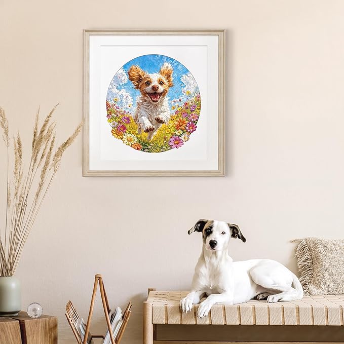 Jigfoxy Wooden Puzzles for Adults, Running Puppy Wood Puzzles Adult, Unique Animal Shape Wooden Jigsaw Puzzles for Adults, Birthday Gifts for Puzzle Lovers, Family, Friend (S-8 * 8.3in-108pcs)-BubblyBeeBaby