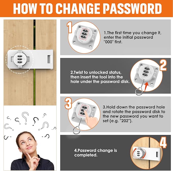 Keyless Cabinet Lock with Combination, Locker Code Lock with 3-Digit Combination, Security Door Lock for Drawers, Lockers, Bifold Doors, Small Doors, Closets, Refrigerators (White-2pcs)-BubblyBeeBaby