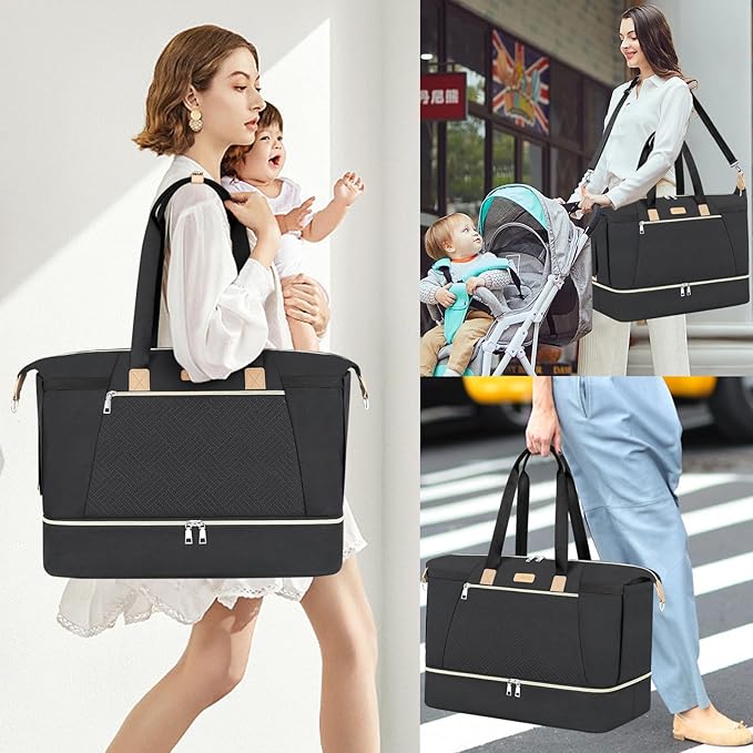 ITIEZY Diaper Bag Tote for Baby - Large Mommy Bag with Portable Changing Pad Pacifier Case, Hospital Bags Travel Baby Bag-BubblyBeeBaby