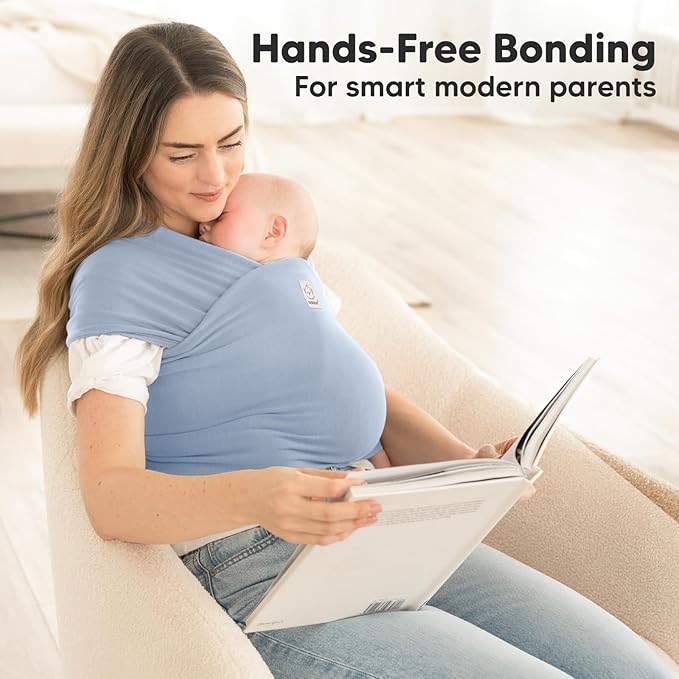 KeaBabies Baby Wrap Carrier - All in 1 Original Baby Carrier Newborn to Toddler Sling, Easy to Wear, Hands Free Bonding, Lightweight, Breathable Infant Wraps (Powder Blue)-BubblyBeeBaby
