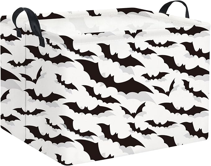 HIYAGON Rectangular Batman Basket Kids Storage Basket Kids Baby Nursery Basket for Boys Bat Room Decor Cute Toy Storage Organizer Bins Bedroom(Bats)-BubblyBeeBaby