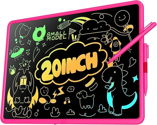 20 Inch LCD Writing Tablet for Kids, Children's Art Toys, Educational and Learning Drawing Kits, Birthday and Christmas Gifts for Boys and Girs Aged 3-12+, Pink-BubblyBeeBaby