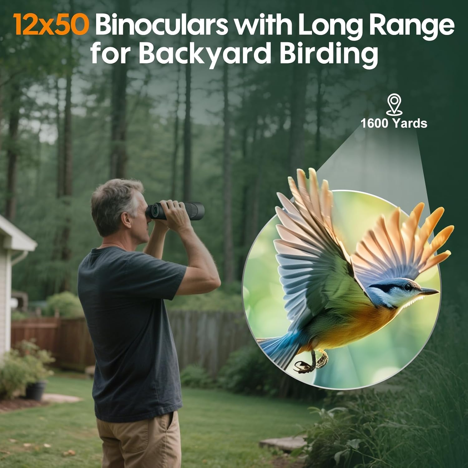 occer 12x50 Binoculars for Adults High Powered - HD Bird Watching Binocular for Hunting with Clear Vision - Easy Focus Binoculars with Long Range for Hiking Travel Cruise Trip Concert Stargazing