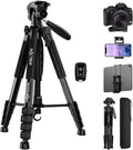 MACTREM 75 Inch Camera Tripod for Sony Canon Nikon, Lightweight Travel Video Aluminum Tripod Stand with Cell Phone Mount for iPad Phone