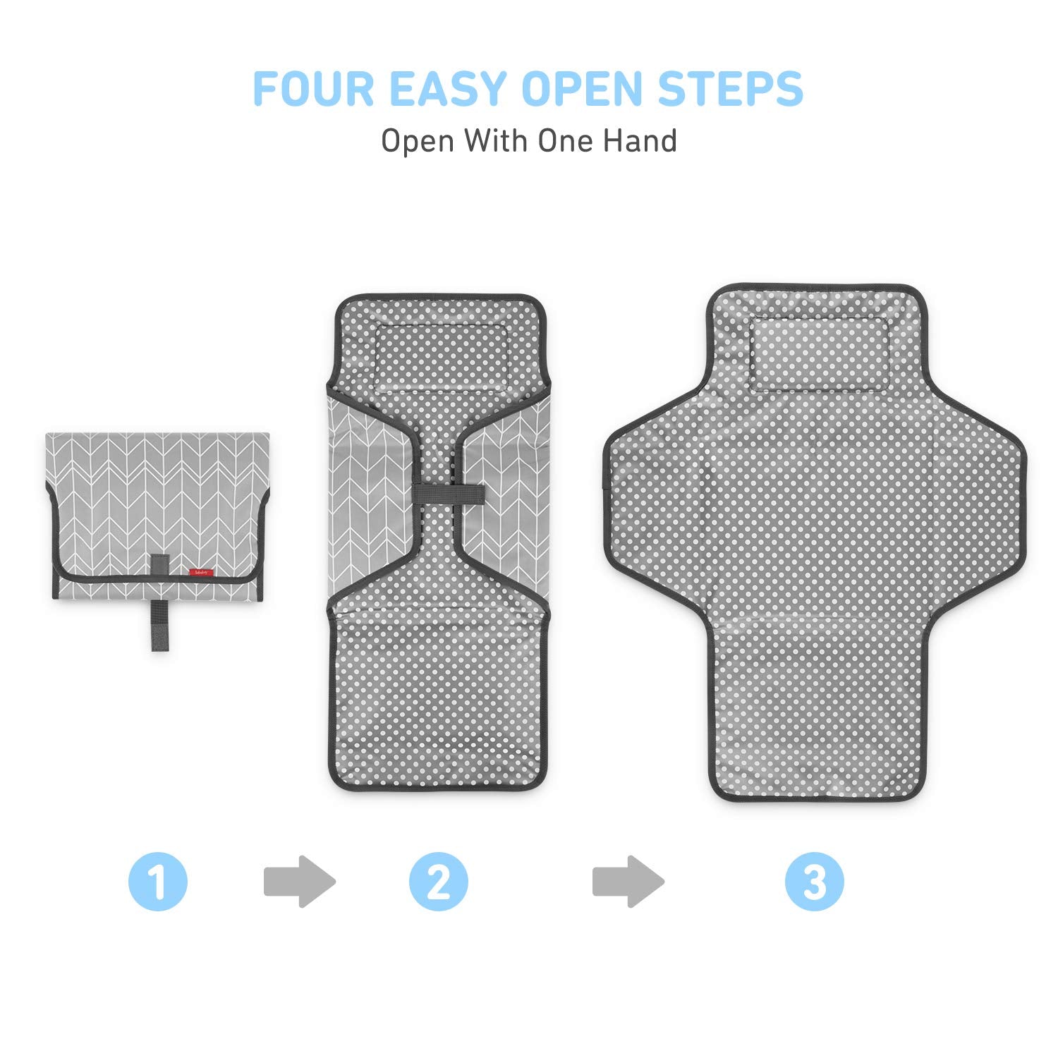 Portable Changing Pad for Baby, Waterproof Travel Changing Pads for Moms, Dads, with Built-in Pillow, Excellent Baby Shower, Registry Gifts