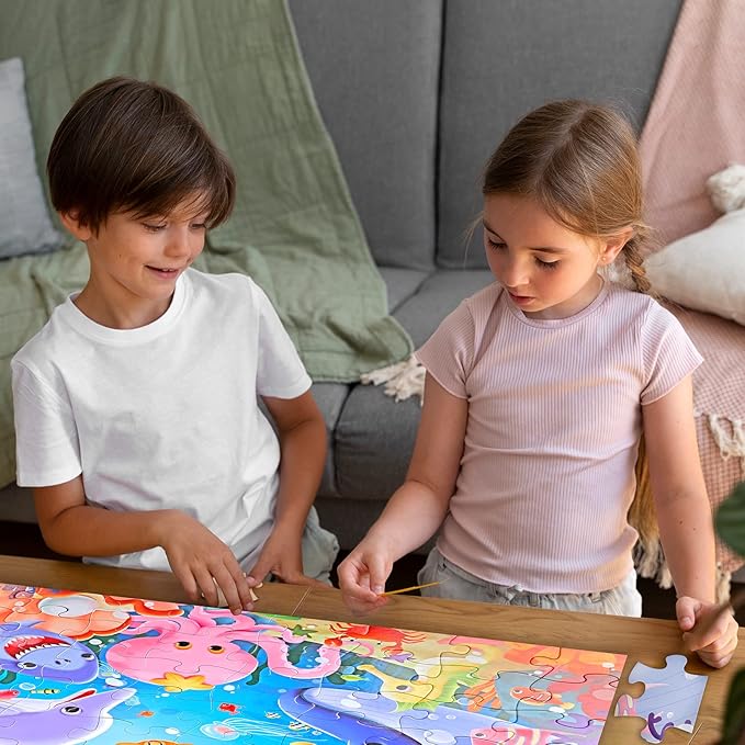 Jumbo Floor Puzzle for Kids Underwater Jigsaw Large Puzzles 48 Piece for Toddler Children Learning Preschool Educational Intellectual Development Toys 3-5 4-8 Years Old Gift for Boys and Girls-BubblyBeeBaby