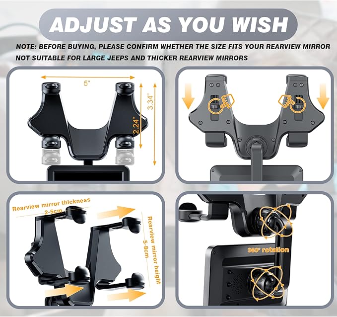 Baby Mirror for Car, ATOROBROS Baby Car Camera for Rear-Facing Seat with 4.3'' HD Display, Upgrade 360° Rearview Mirror Display Bracket, Easy and Safe to See Baby while Driving-BubblyBeeBaby