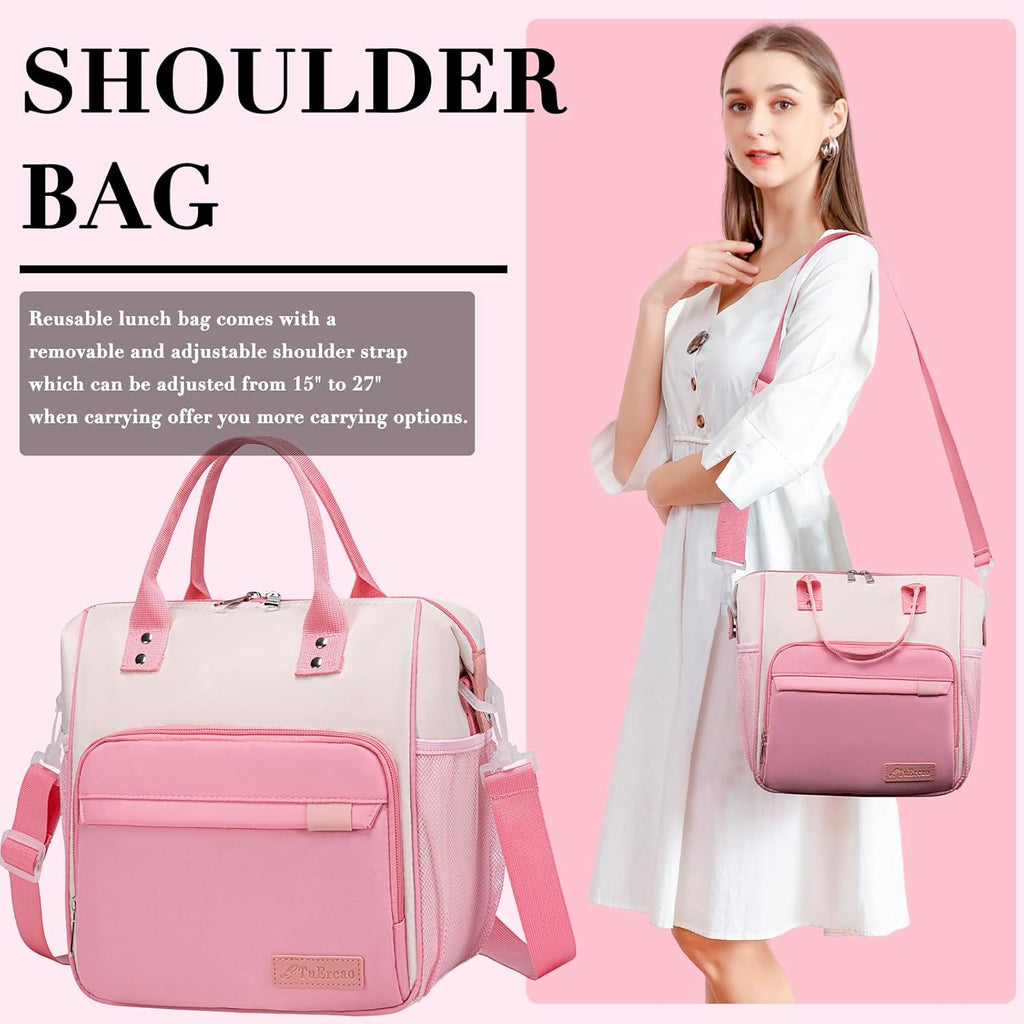 Aesthetic Lunch Box for Women Preppy Insulated Lunch Bag for Young Ladies College Lunch Tote Bag School Supplies Accessories