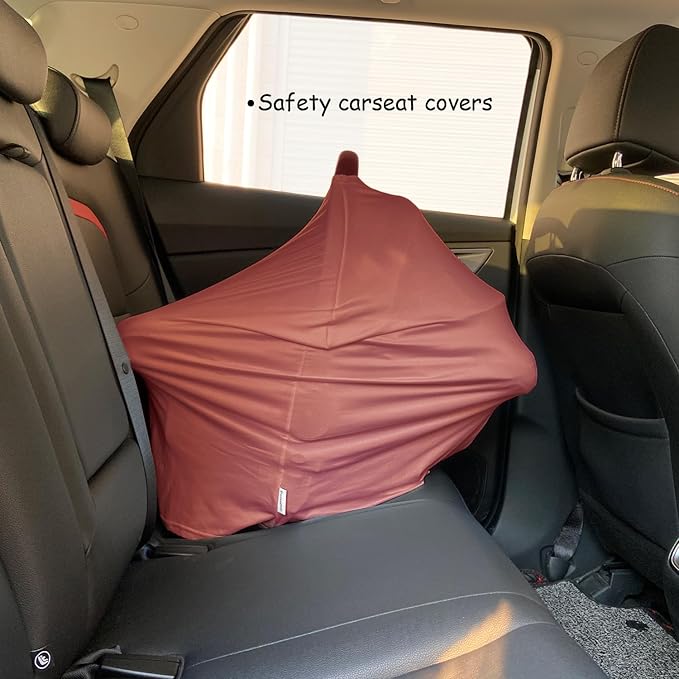 Car Seat Cover Baby for Nursing, Baby Breastfeeding Cover Carseat Canopy Covers, Solid Color Multi-use Nursing Cover for Babies (Bronze red)-BubblyBeeBaby