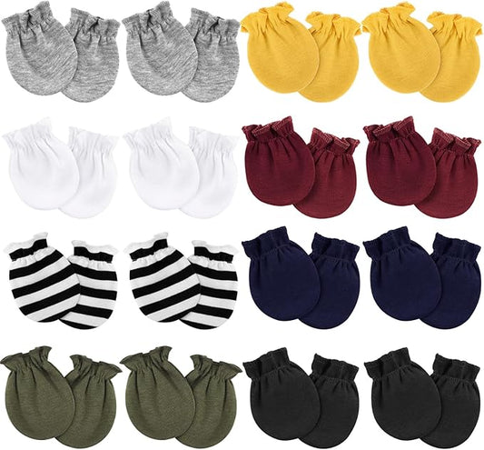 Newborn Baby Mittens No Scratch Cotton Elastic Wrist Gloves Infant Toddler Mittens for Baby Boy Girl 0-6 Months-BubblyBeeBaby