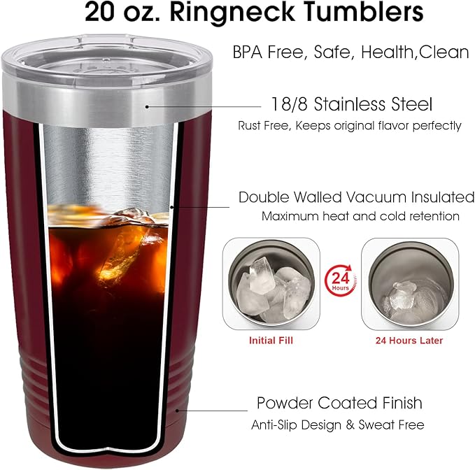 iProductsUS Personalized Tumbler with Slider Lid, Stainless Steel 20 oz Coffee Mug Engrave Names, Vacuum Insulated Custom Cup, Gift Idea for Dad, Husband, Him (Maroon)-BubblyBeeBaby