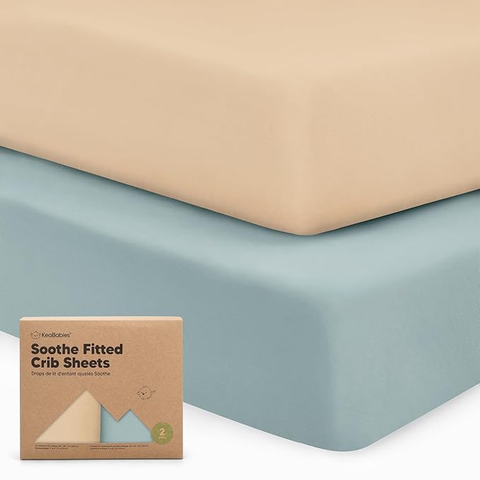 KeaBabies 2-Pack Organic Crib Sheets for Boys, Girls - 52x28 Fitted Crib Mattress Sheet Neutral, Breathable Jersey Cotton Cover for Baby Bed, Toddler Mattress, Soft & Cute Prints (Toasty)-BubblyBeeBaby