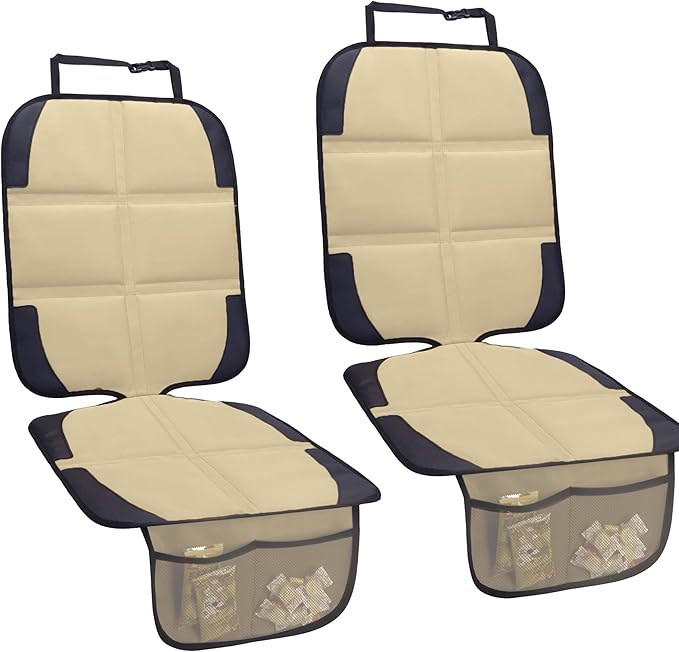 Car Seat Protector for Child Car Seat, 2 Pack Baby Car Seat Covers with Mesh Pockets & Non-Slip Backing 600D Durable Seat Protector-BubblyBeeBaby