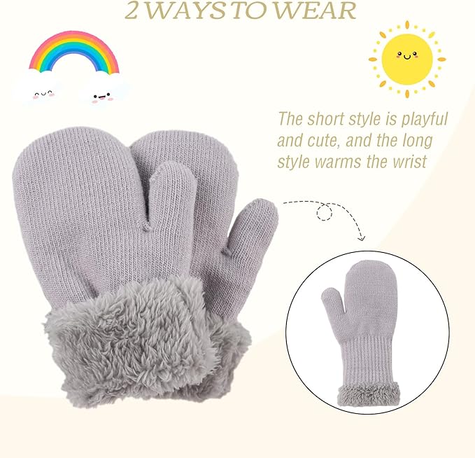PESAAT Baby Girl Mittens Fleece Toddler Boy Mittens Warm Kids Winter Gloves Unisex Cold Weather Baby Gloves-BubblyBeeBaby