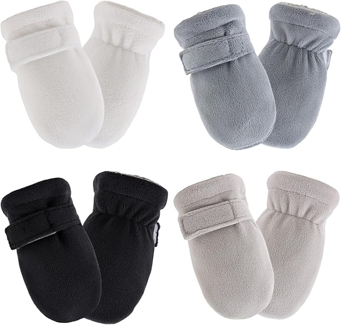 Zsedrut No Scratch Baby Mittens Toddler Infant Fleece Lined Gloves Winter Warm Mitten for Baby Boys Girls-BubblyBeeBaby