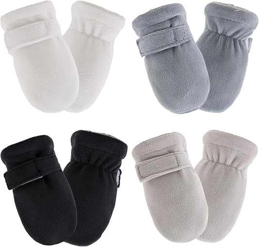 Zsedrut No Scratch Baby Mittens Toddler Infant Fleece Lined Gloves Winter Warm Mitten for Baby Boys Girls-BubblyBeeBaby
