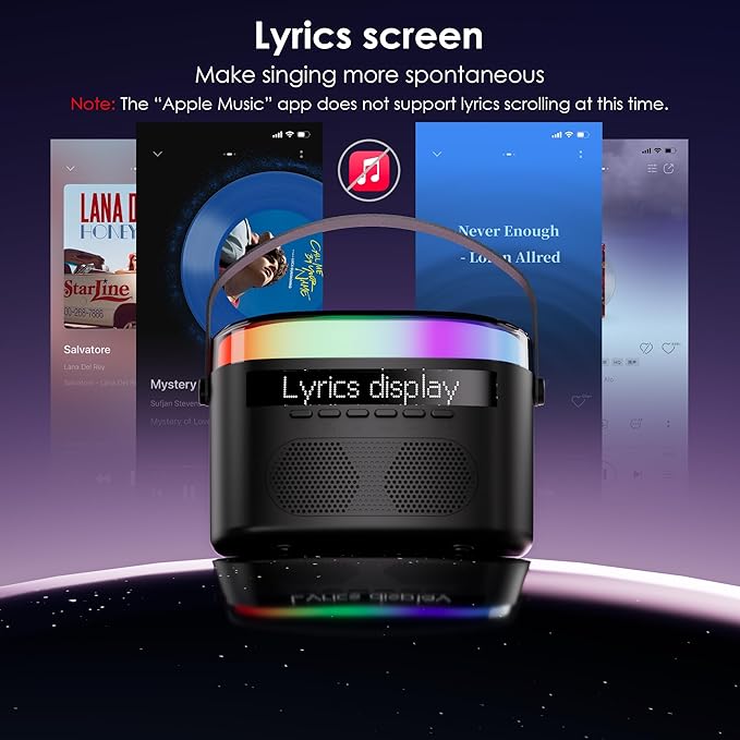 Karaoke Machine,Karaoke Machine with Lyrics Display,Portable Bluetooth 5.3 Karaoke Speaker with Upgraded Dual Speakers for Kids and Adults,with White Noise and Night Light Function (Black)-BubblyBeeBaby