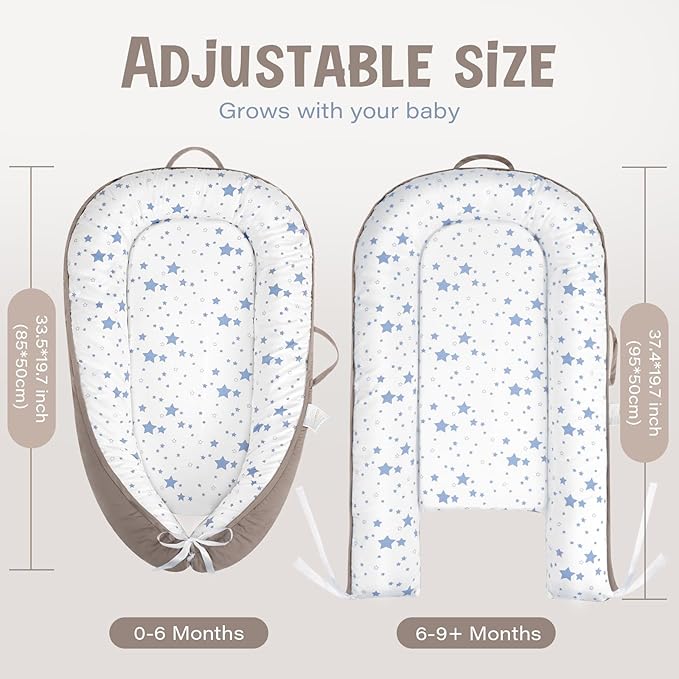 HKAI Baby Lounger – Soft Cotton Infant Floor Seat for Newborn to 24 Months, Portable Travel-Friendly Pillow for Boys & Girls-BubblyBeeBaby