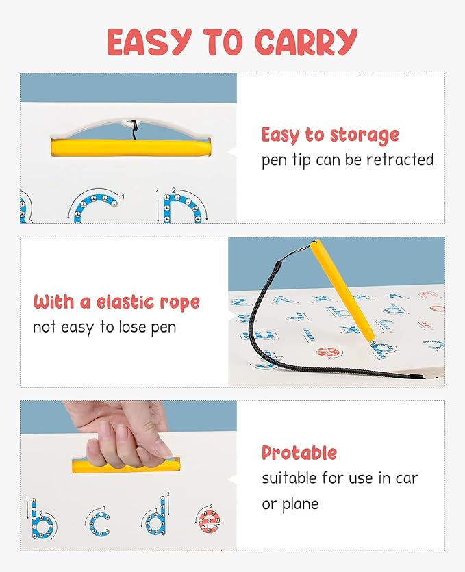 GAMENOTE Double Sided Magnetic Letter Board - 2 in 1 Alphabet Magnets Tracing Board for Toddlers ABC Letters Uppercase & Lowercase Practicing Learning Education Toys-BubblyBeeBaby