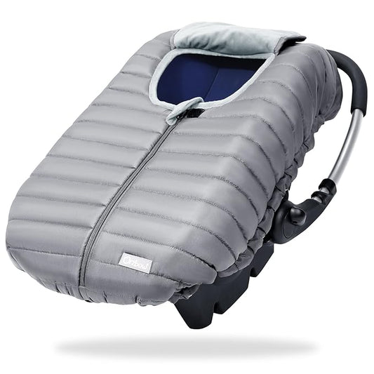 Orzbow Winter Car Seat Cover - Baby Car Seat Cocoon Cover for Boys & Girls, Warm Carseat Canopy Cover to Protect Baby from Wind, Rain & Snow, Waterproof, Universal Fit for Infant Car Seat, Light Grey-BubblyBeeBaby