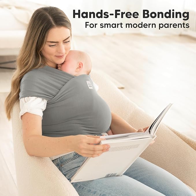 KeaBabies Baby Wrap Carrier - All in 1 Original Baby Carrier Newborn to Toddler Sling, Easy to Wear, Hands Free Bonding, Lightweight, Breathable Infant Wraps (Graphite)-BubblyBeeBaby