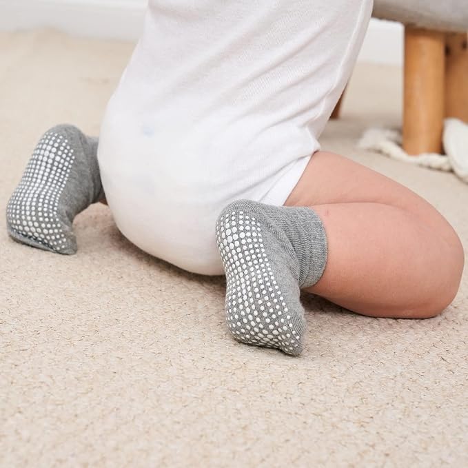 Zaples Baby Non Slip Grip Ankle Socks with Non Skid Soles for Infants Toddlers Kids Boys Girls-BubblyBeeBaby