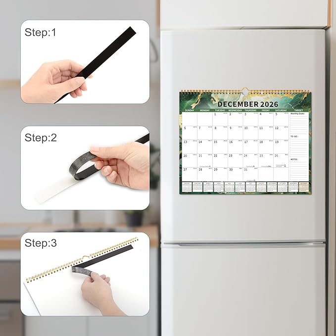 2025-2026Calendar, 18 Month Wall Calendar 2025-2026 Hanging Spiral Bound Magnetic Fridge Desk Calendars 15" x 12", Jul 2025 - Dec 2026, A- Small Rainbow-BubblyBeeBaby