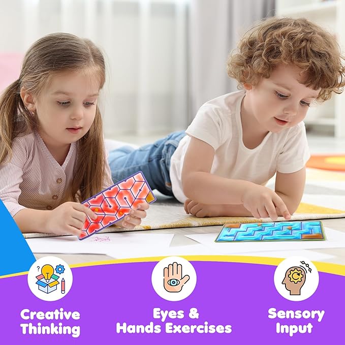 12-Pack Sensory Maze Fidget Toys for Kids & Adults: Quiet Squishy Calming Tools for Autism Children - Anxiety Fidgets for Travel & Office - Classroom Must Haves & Treasure Rewards Party Favors-BubblyBeeBaby